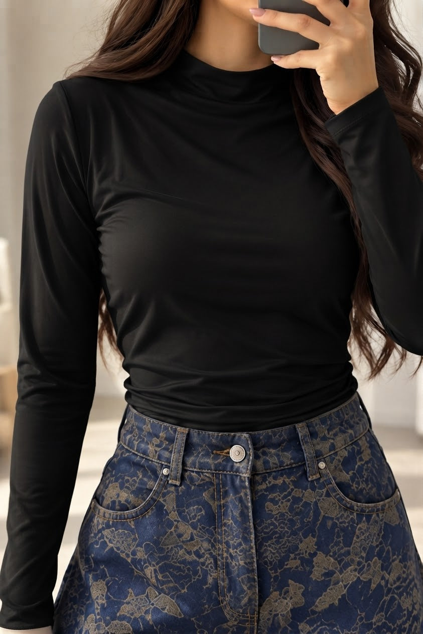 TOP SKIN COL MONTANT NOIR 2988
