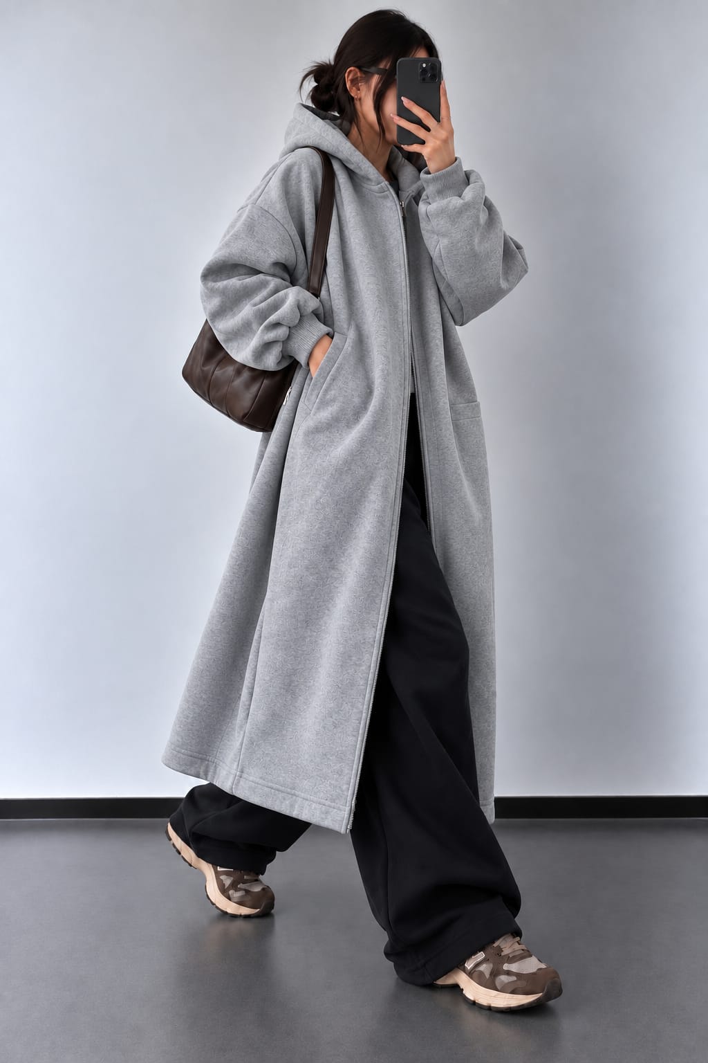 VESTE GRIS À CAPUCHE 90553