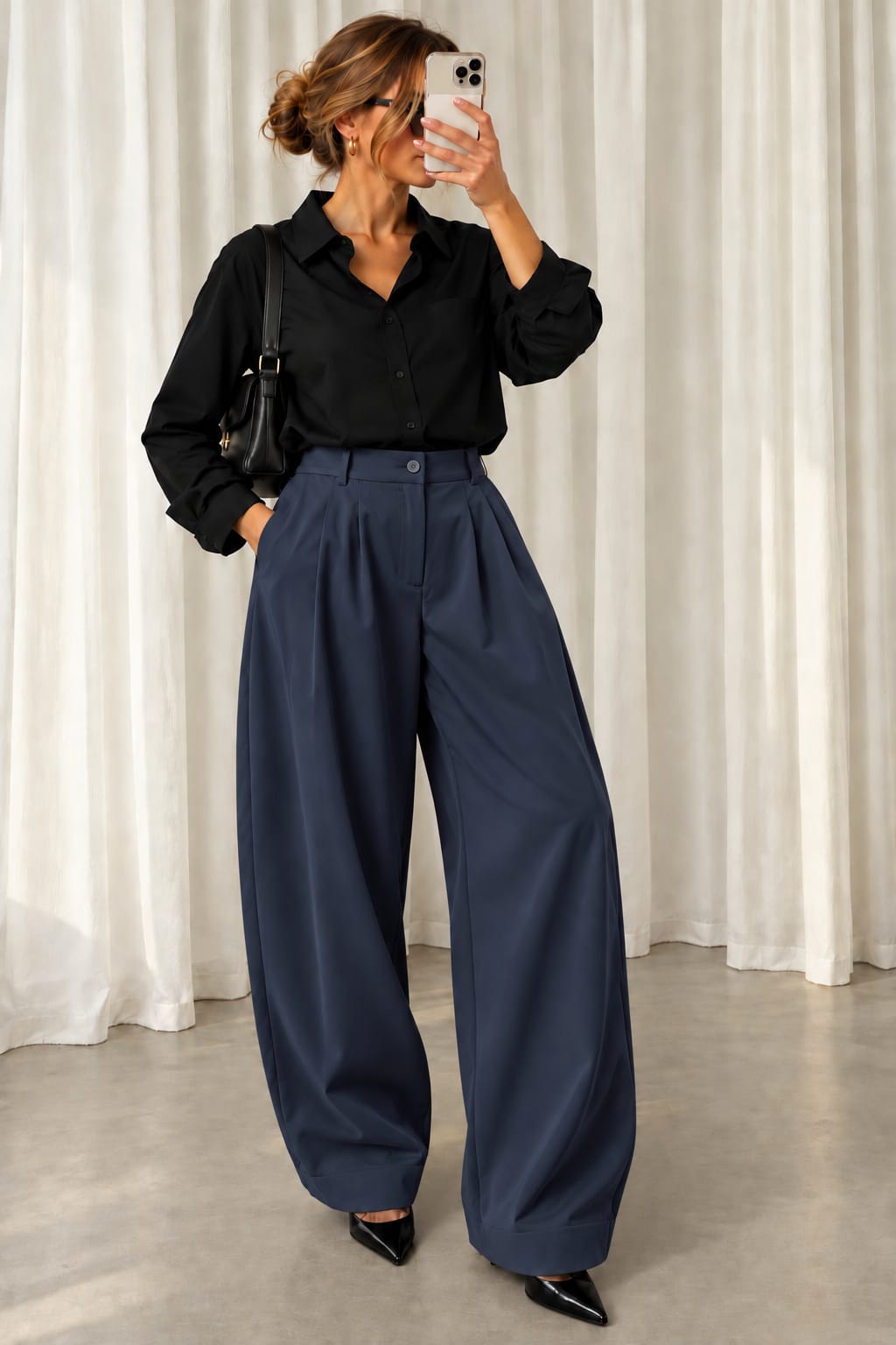 PANTALON BLEU MARINE CURVE 19128