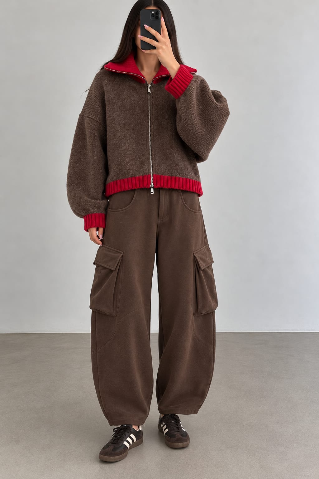 PANTALON CARGO OVERSIZE P16661 CHOCO