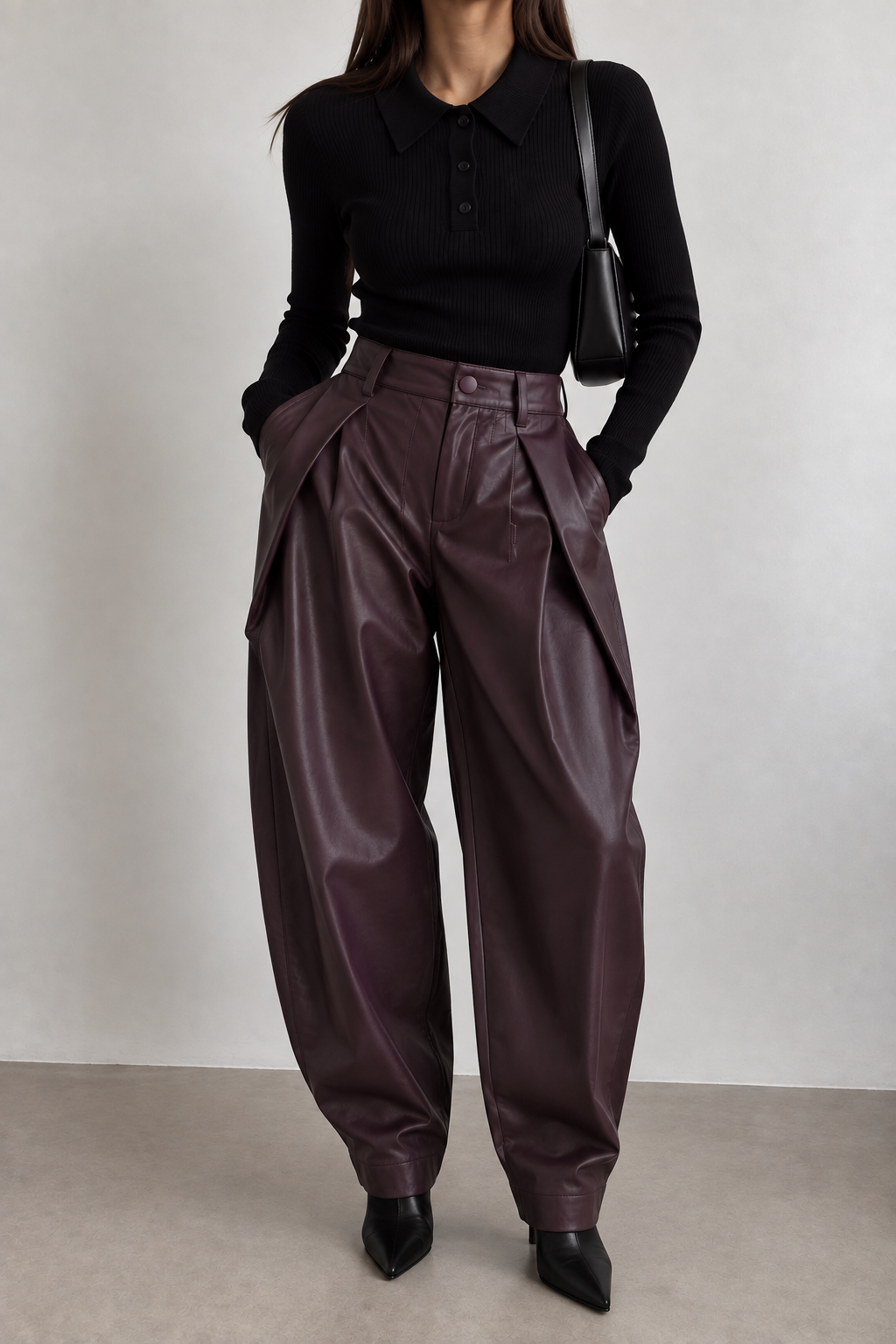 PANTALON PRUNE EN SIMILICUIR 19183