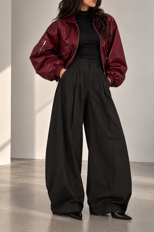 PANTALON WIDE LEG 2-en-1 NOIR P16757