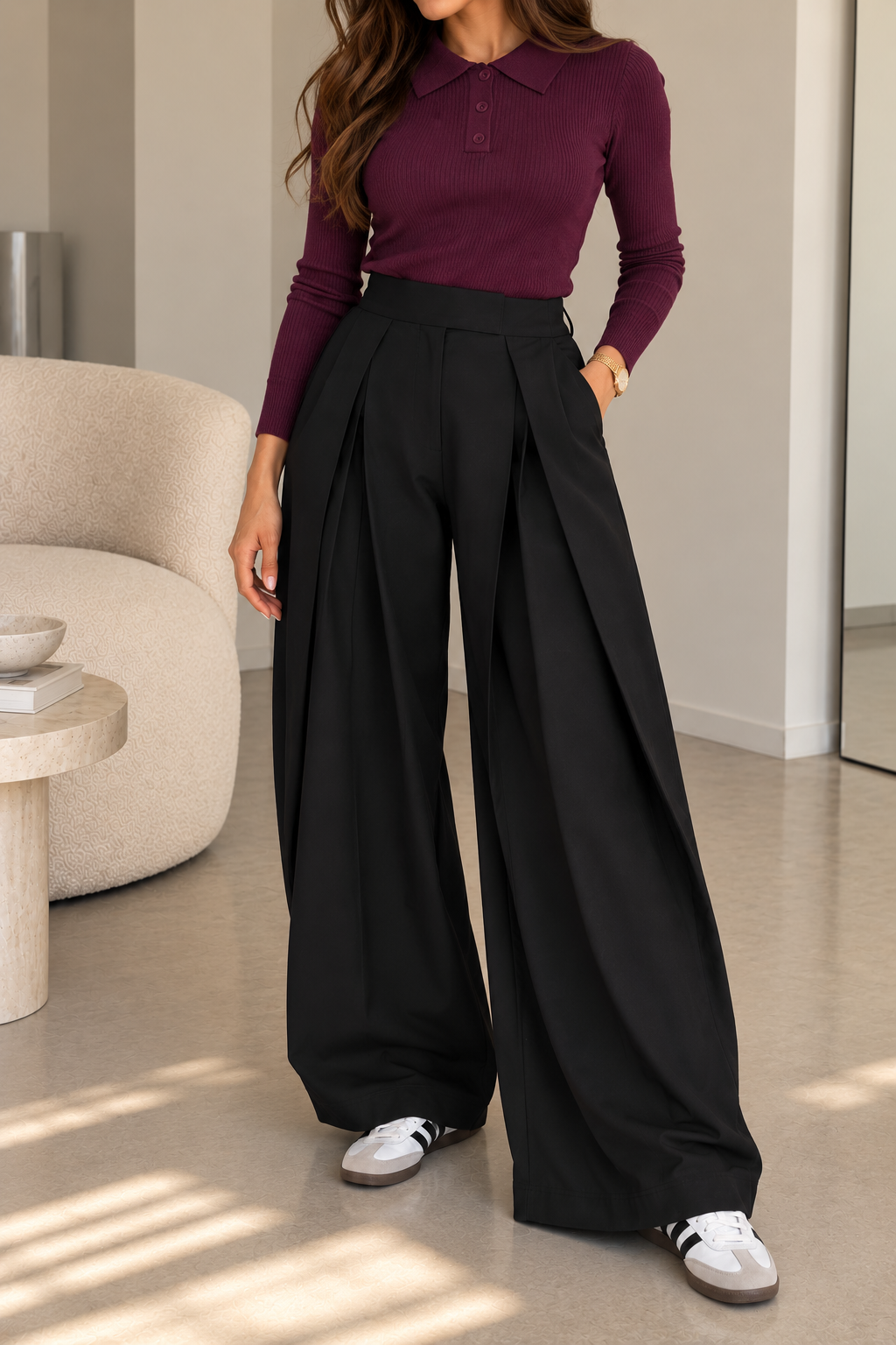 PANTALON PALAZZO BLACK 30452 NOIR