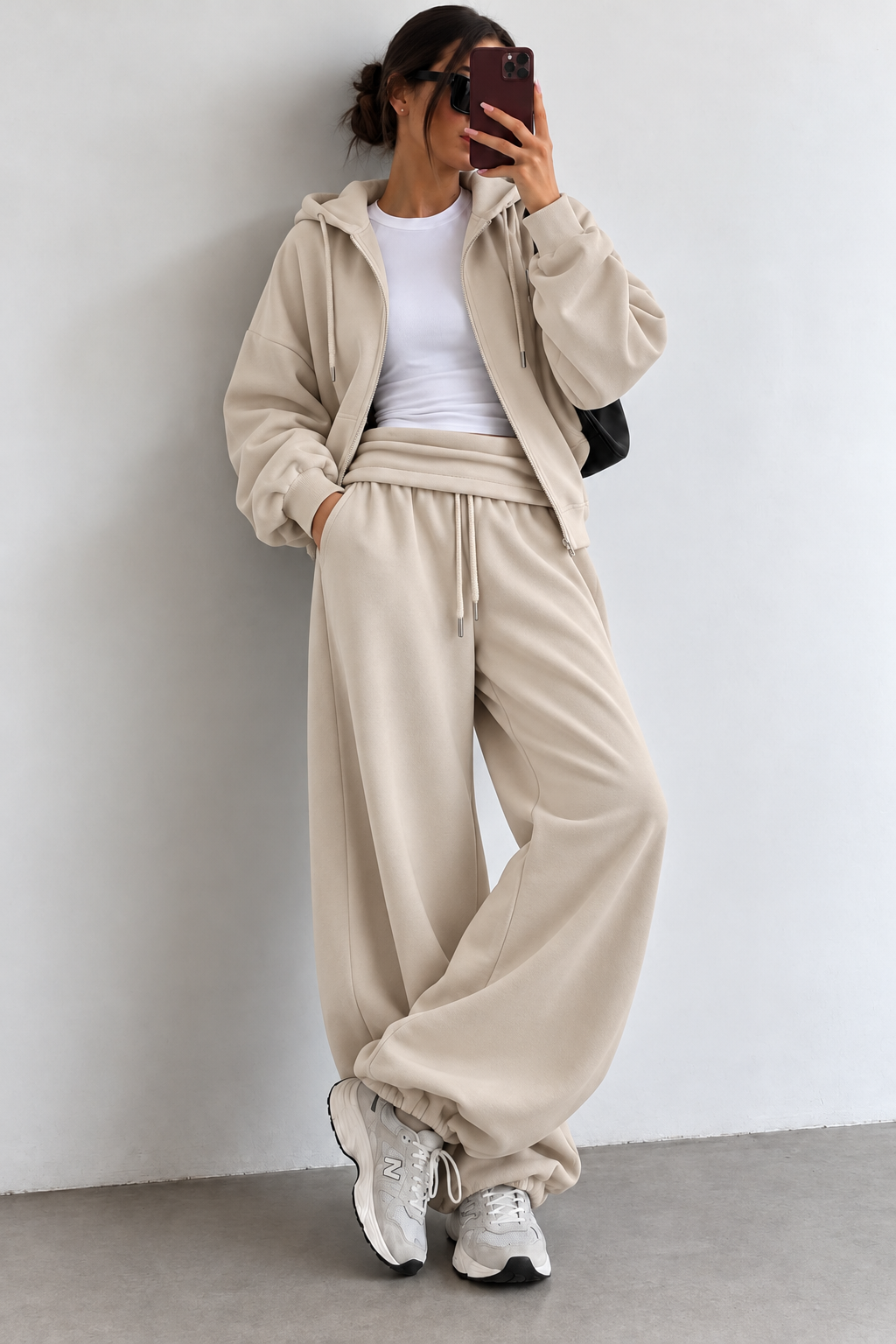 JOGGING BEIGE CASUAL À COUPE FLUIDE 10032