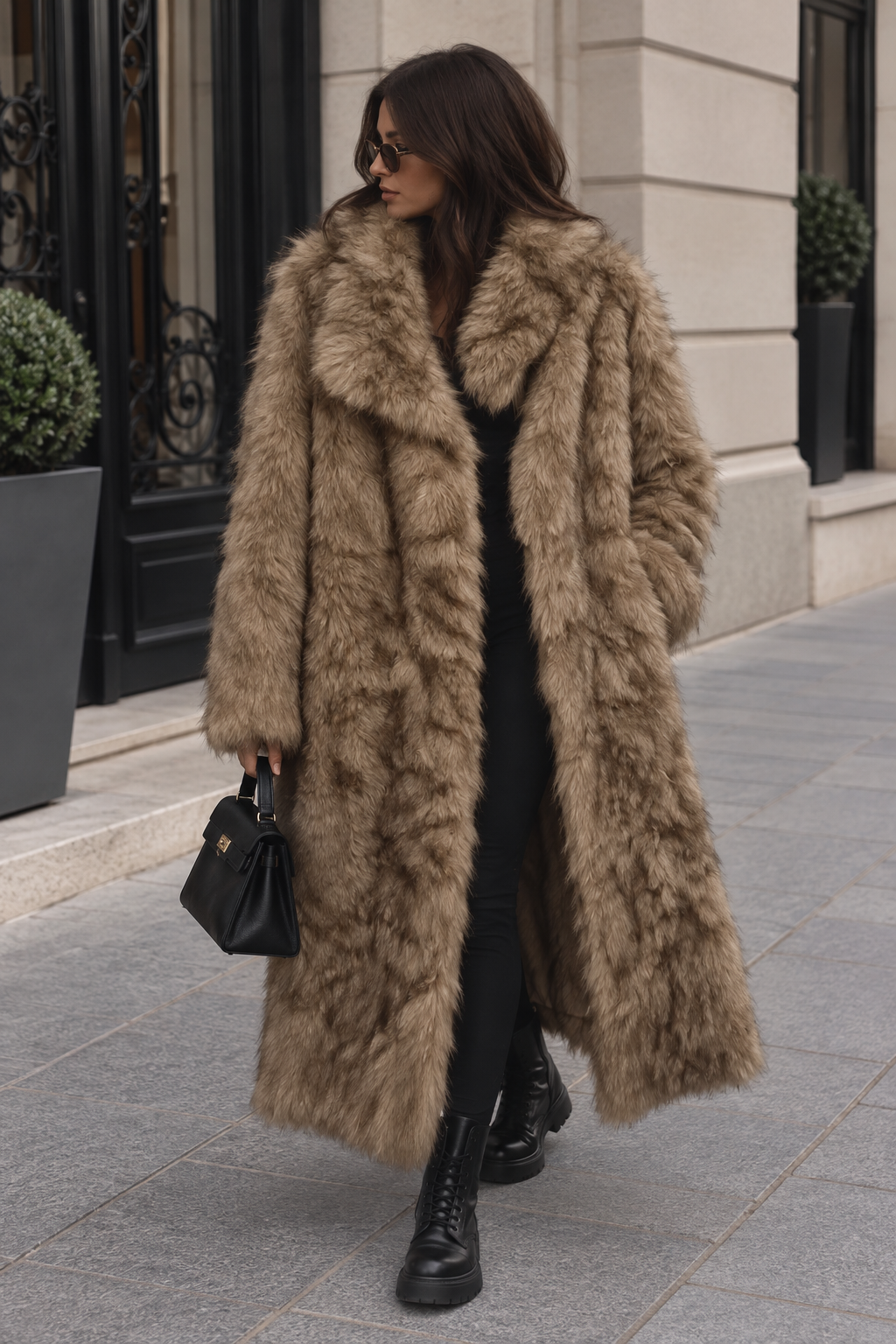 MANTEAU MIKKO FAUSSE FOURRURE KHAKI