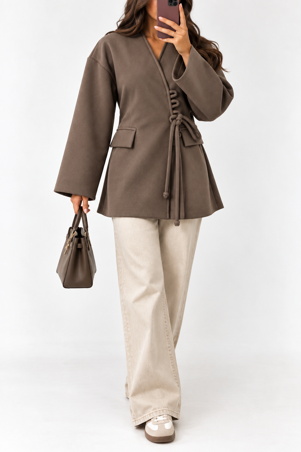 VESTE À NOUER NAYA TAUPE 5199