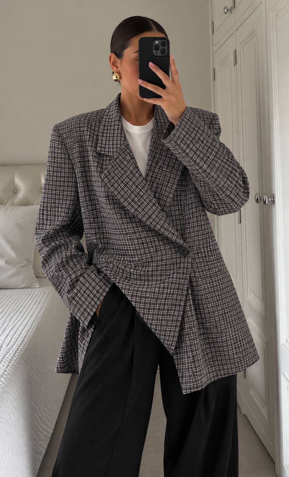 BLAZER À CARREAUX 88662-2 NOIR