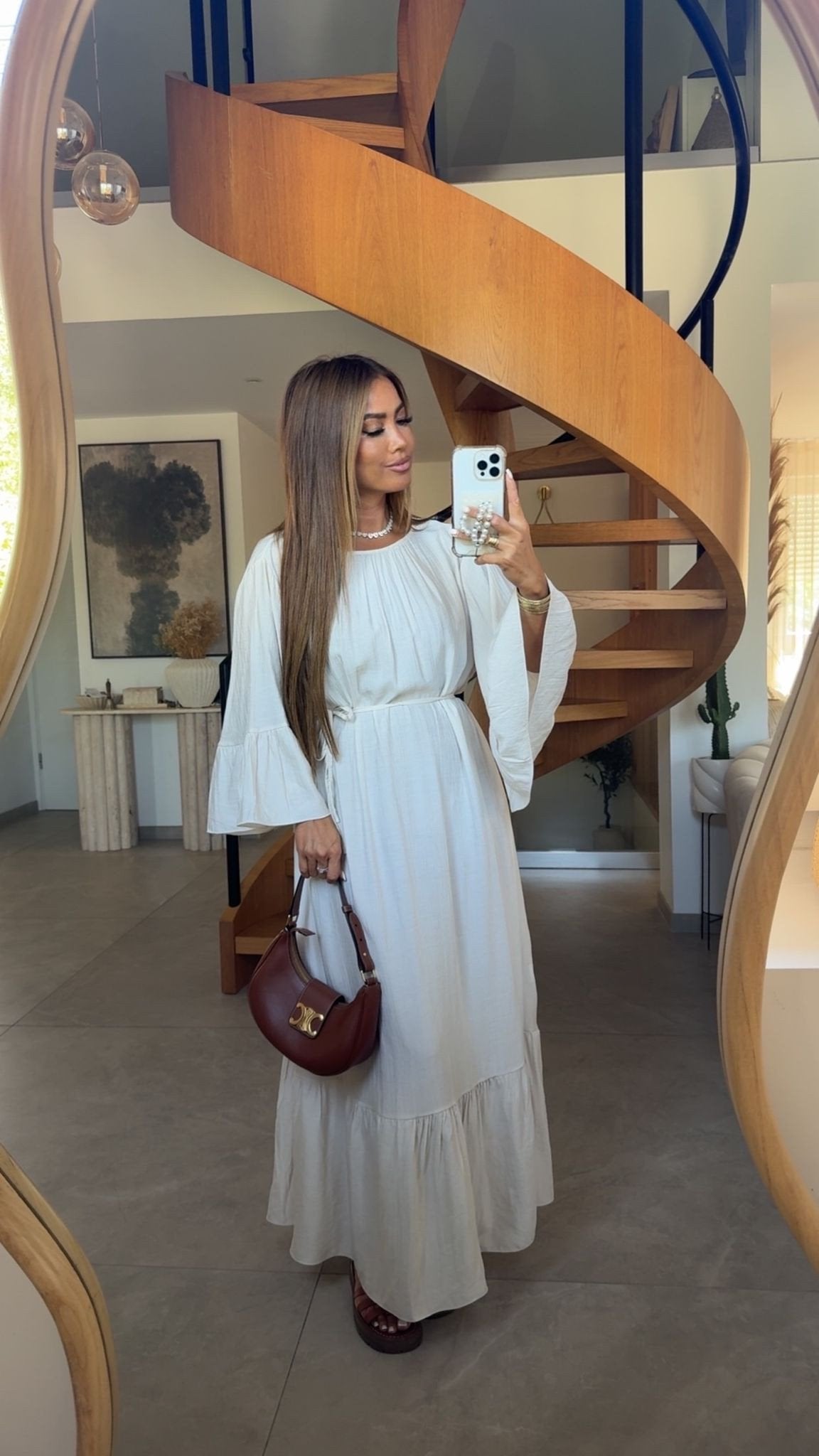 ROBE MANCHE VOLANT 50387 BEIGE