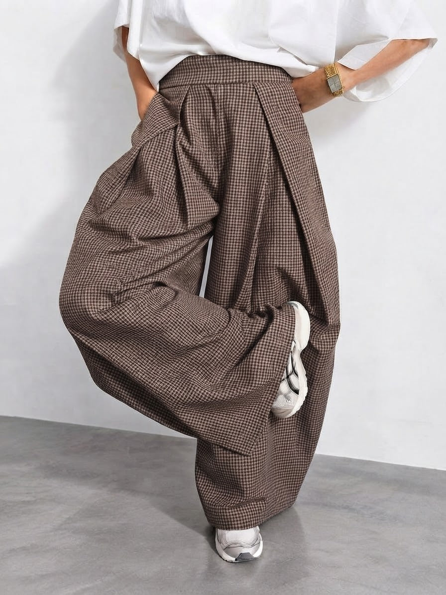 PANTALON À CARREAUX CHOCO FLUIDE 18221-3