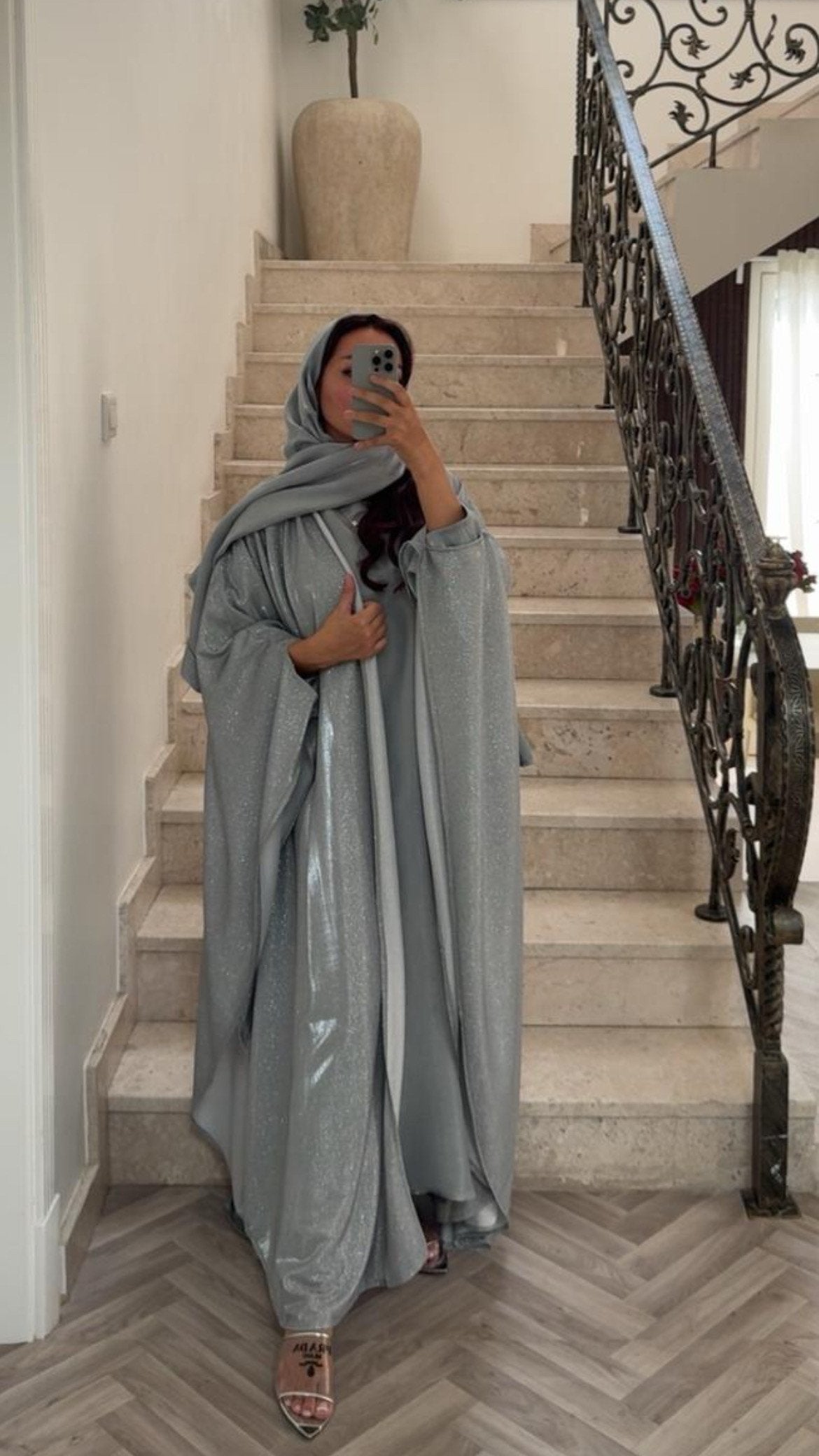 LUXE EID ABAYA - PRYNCESS SILVER