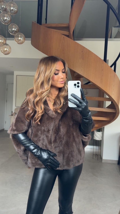 MANTEAU FAUX FUR PREMIUM+++ F8219 CHOCO
