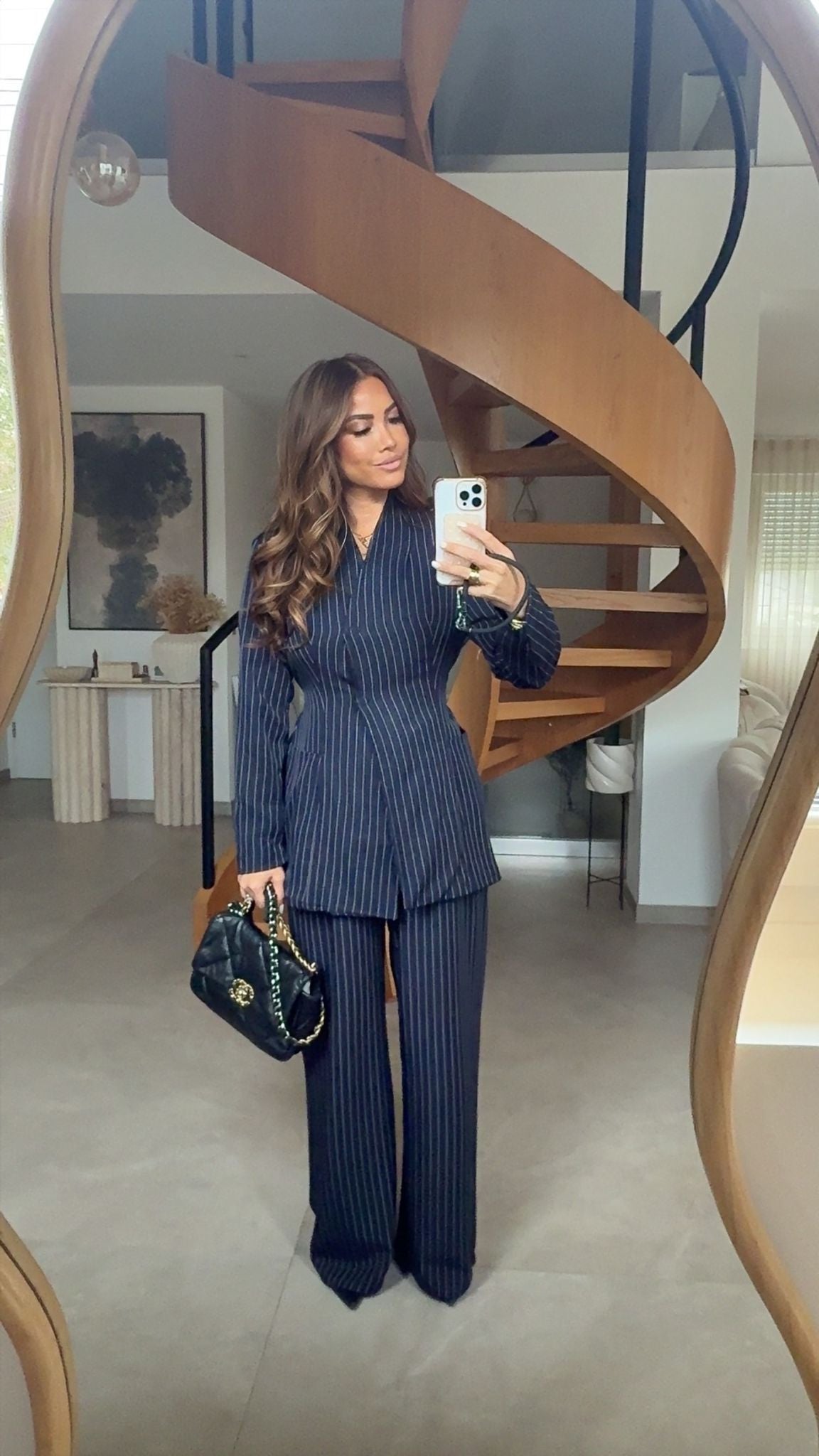 ENSEMBLE TAILLEUR 3557 RAYE BLEU MARINE