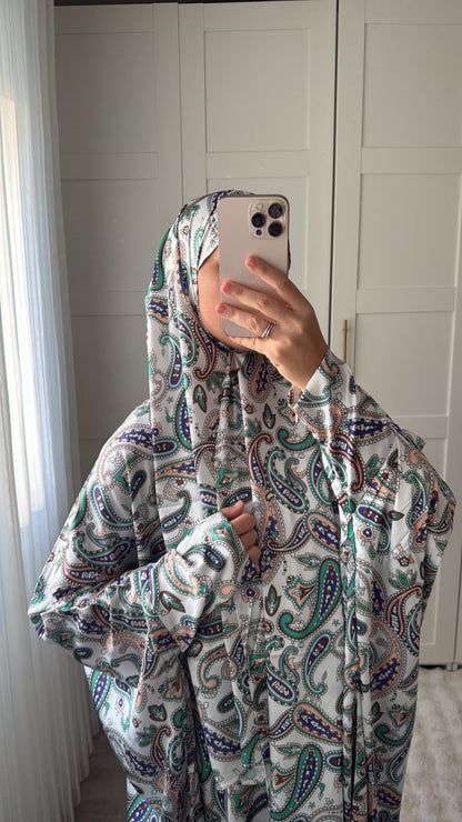 ABAYA ISDAL " SALAT" LUXE ARABESK BLANC