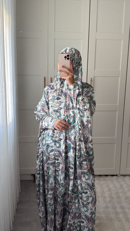 ABAYA ISDAL " SALAT" LUXE ARABESK BLANC