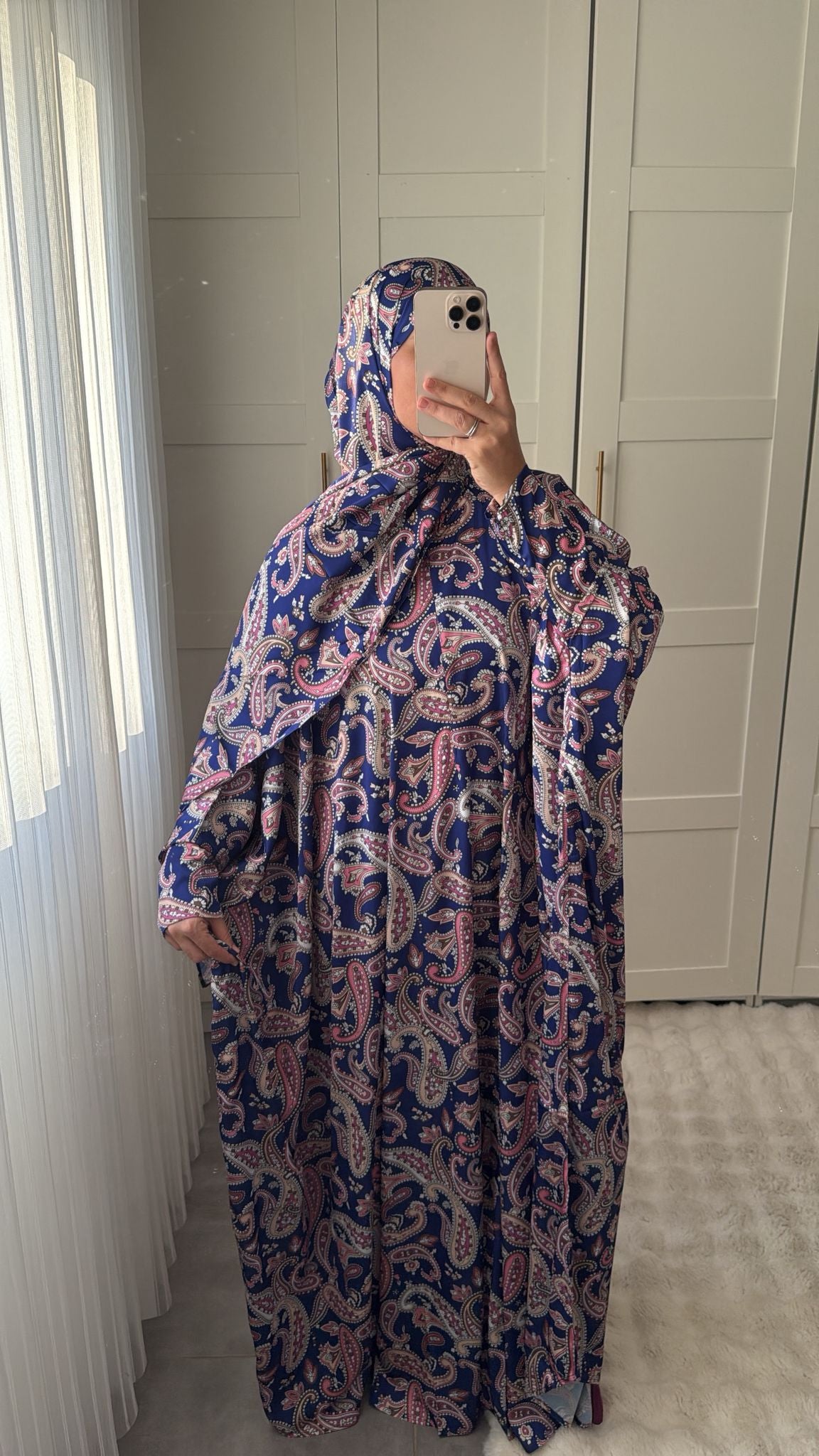 ABAYA ISDAL " SALAT" LUXE ARABESK BLEU ROI