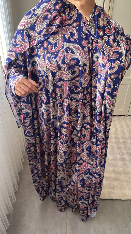 ABAYA ISDAL " SALAT" LUXE ARABESK BLEU ROI