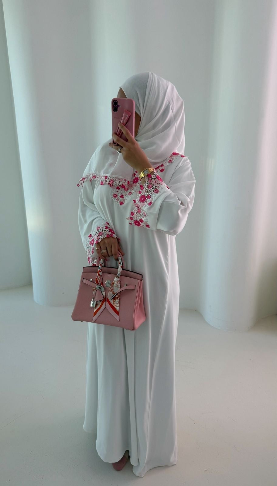 ABAYA FLEURIE BLANCHE DOUBLEE - STYLLA - UAE