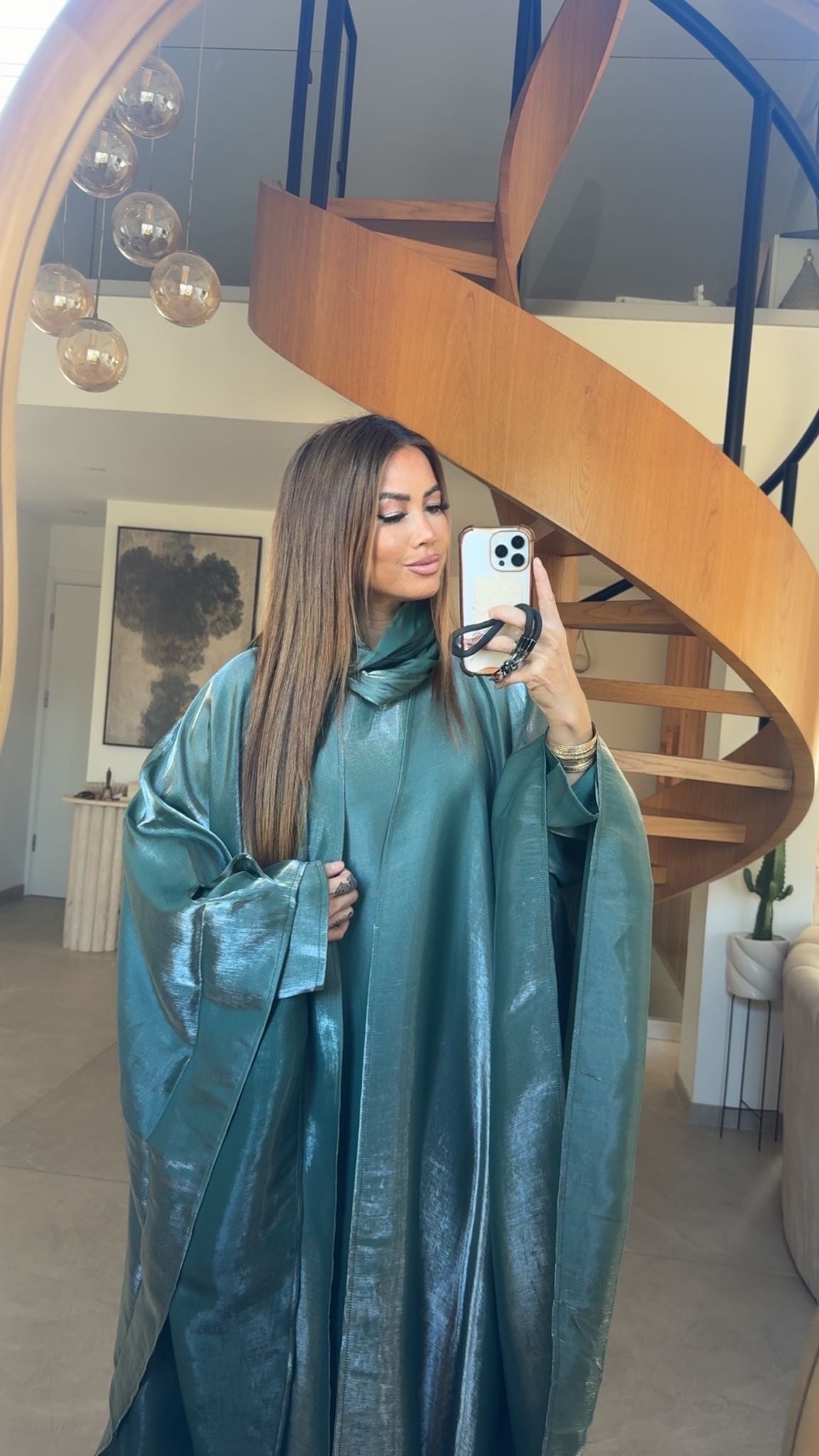 ABAYA EID LUXE - HALWA VERT DEAU