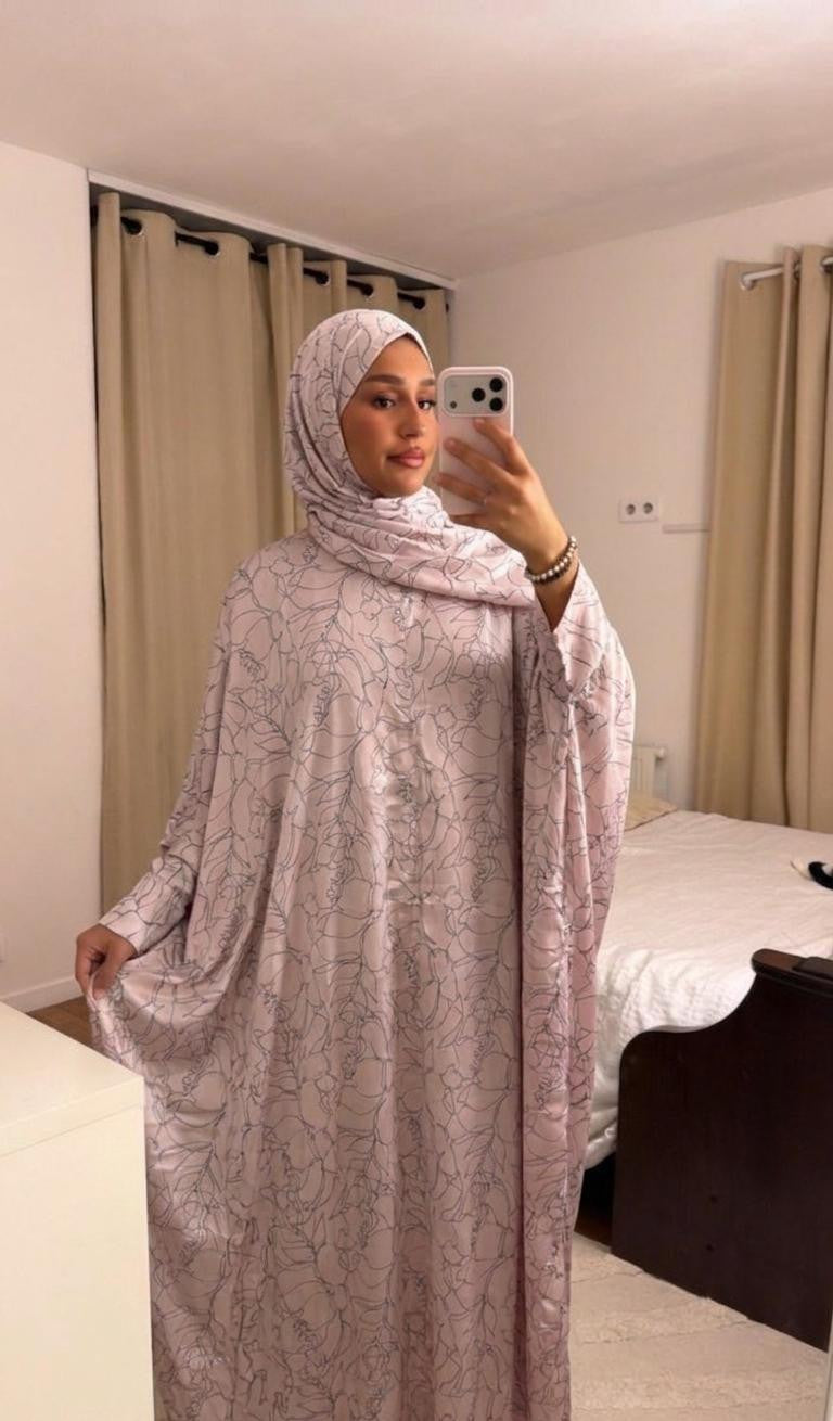 ABAYA SAJIA " SALAT" LUXE IMPRIMÉS LILAS