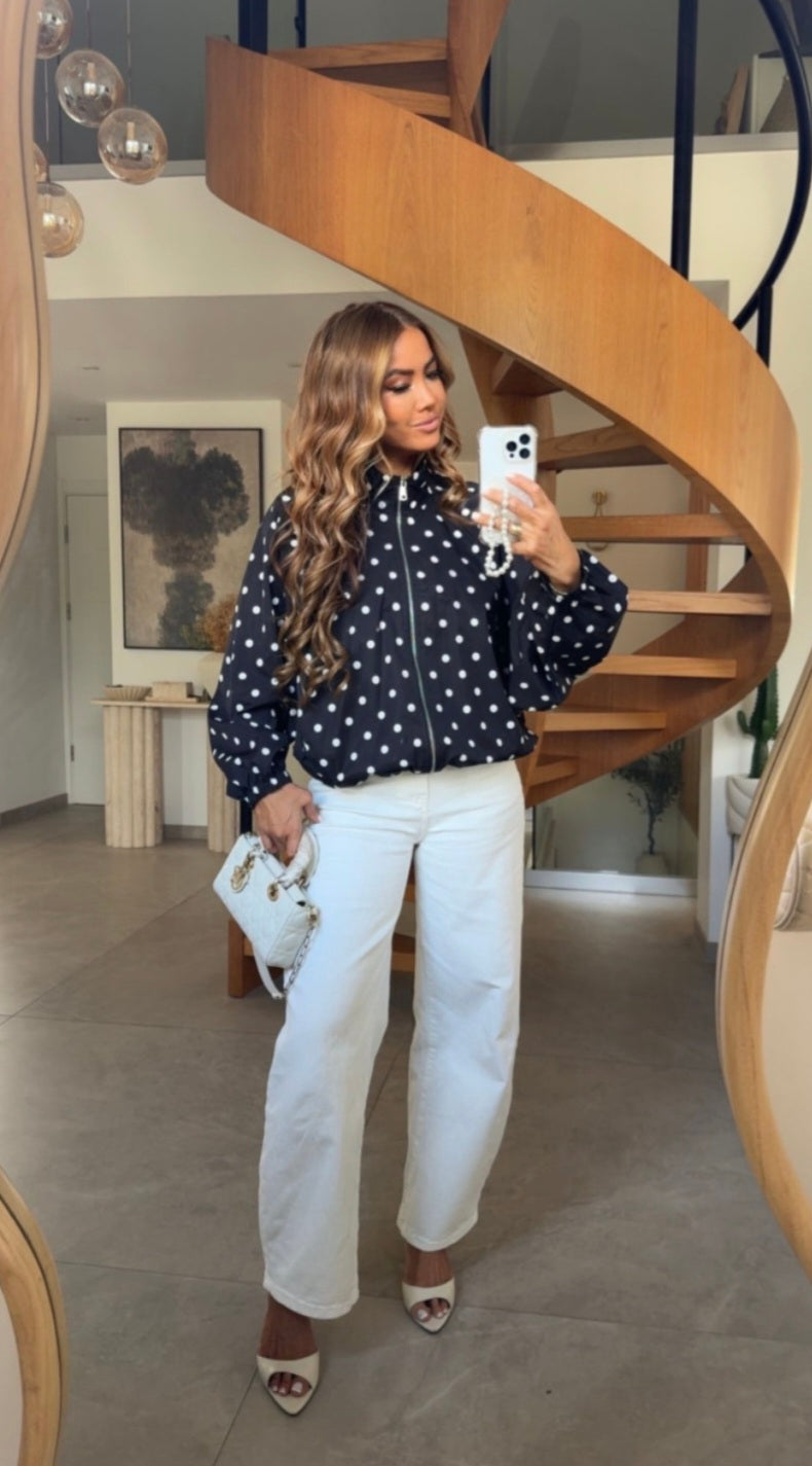 MYB POLKA DOT JACKET 70638 BLACK WHITE