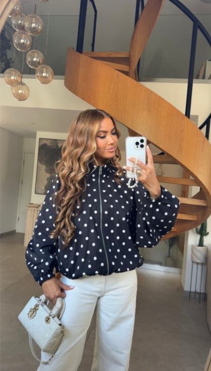 MYB POLKA DOT JACKET 70638 BLACK WHITE