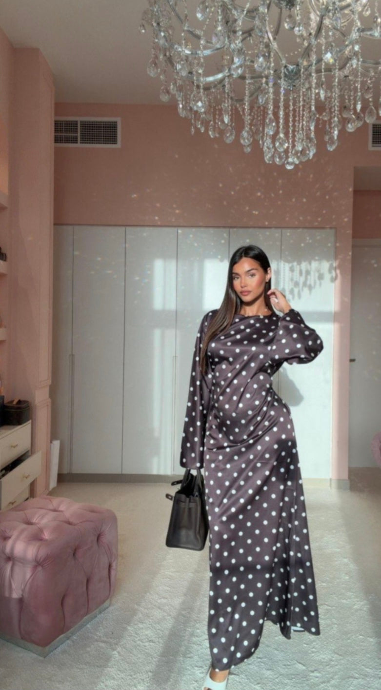 ROBE A POIS 3911 CHOCO