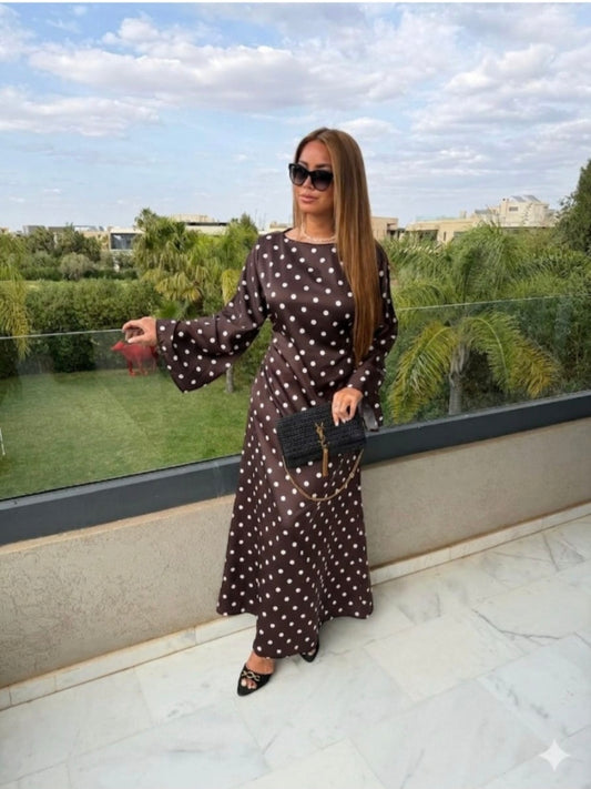 ROBE A POIS 3911 CHOCO