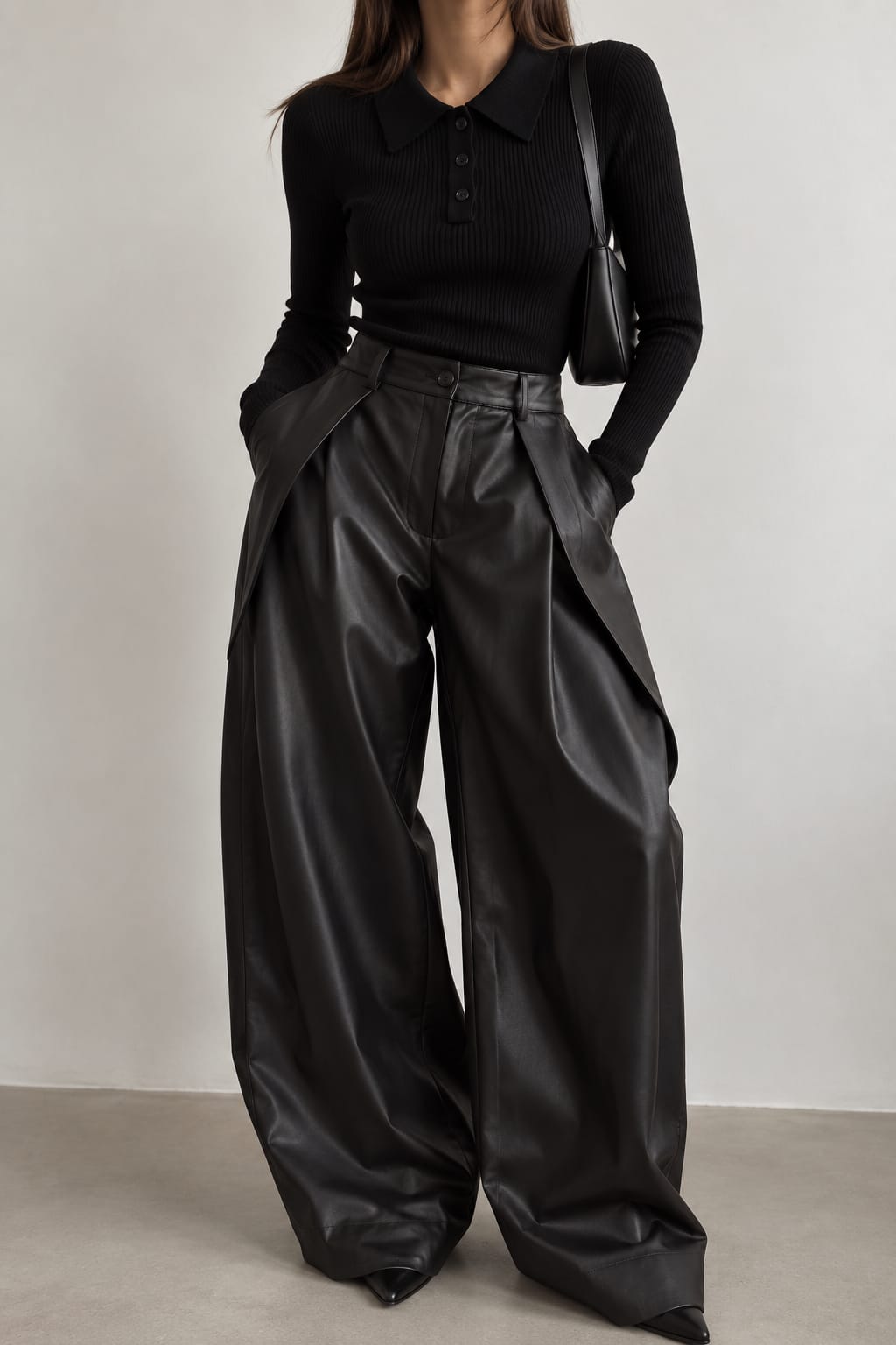 PANTALON NOIR EN SIMILICUIR 19183