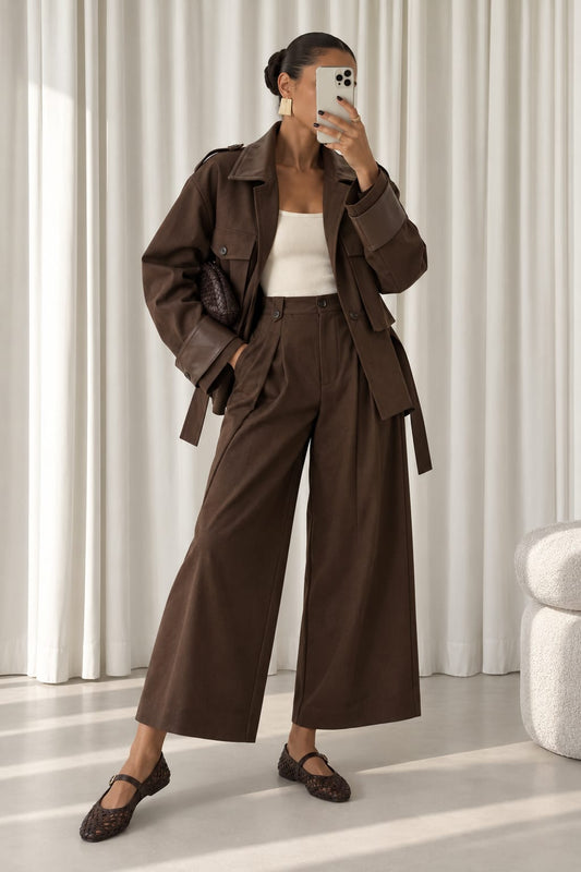 PANTALON PALAZZO CHIC MARRON P25250