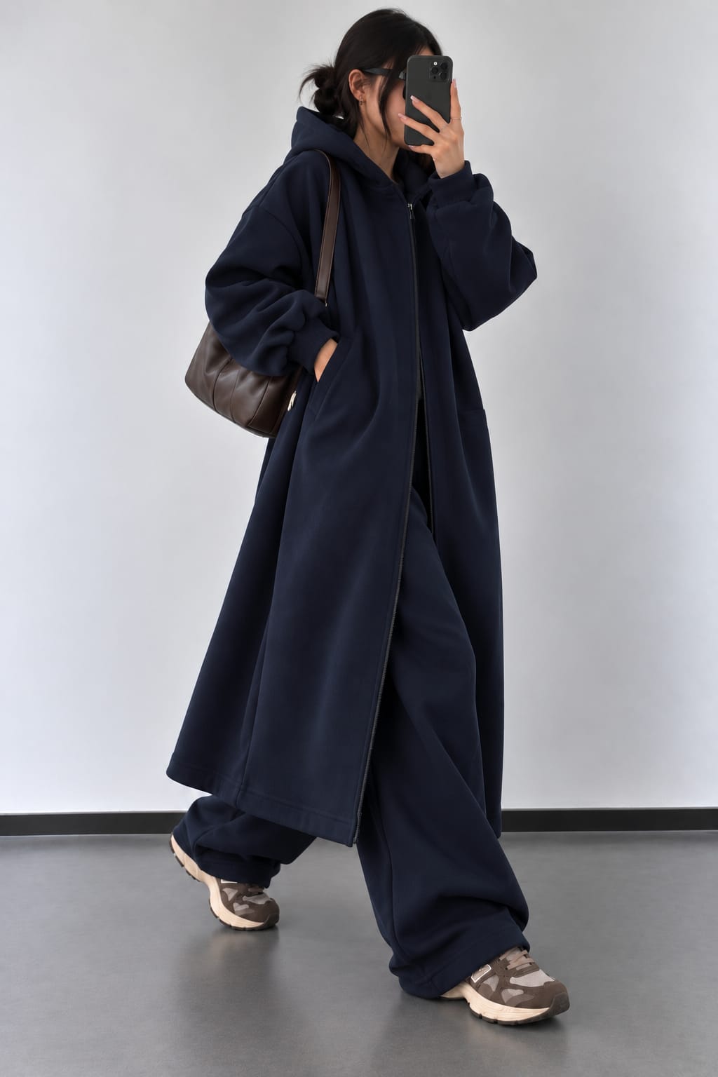 VESTE BLEU MARINE À CAPUCHE 90553