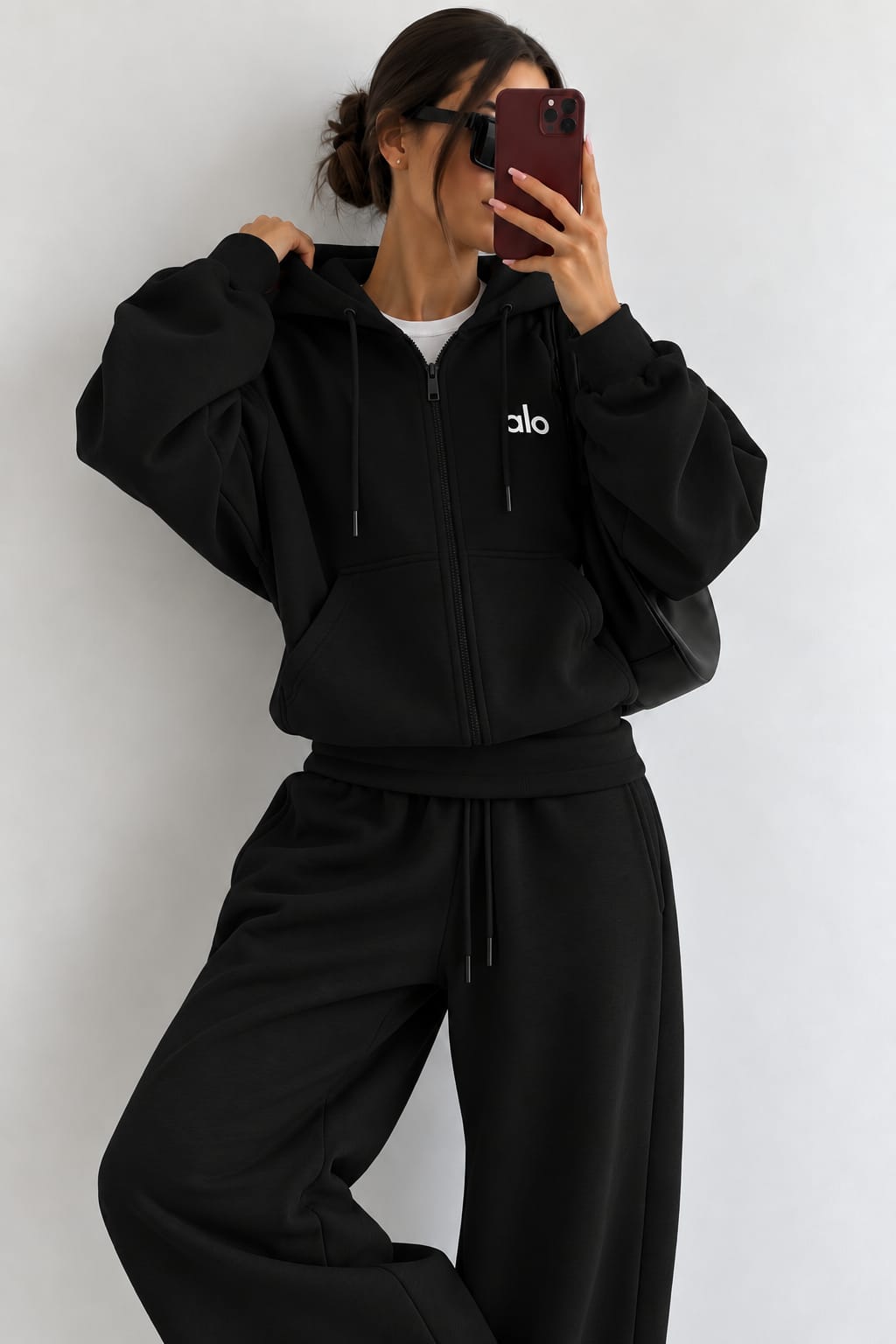 SWEAT À CAPUCHE NOIR ZIPPÉ OVERSIZE H15708