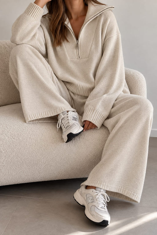 ENSEMBLE BEIGE CLAIR MAILLE ZIPPÉ 26319