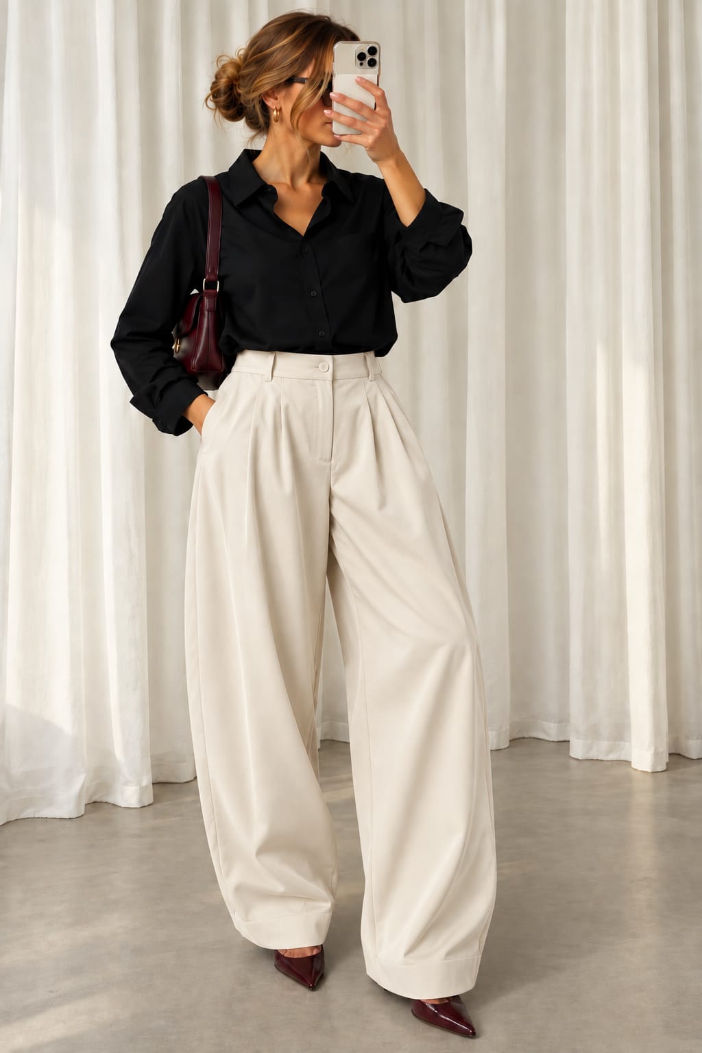 PANTALON ECRU CURVE 19128