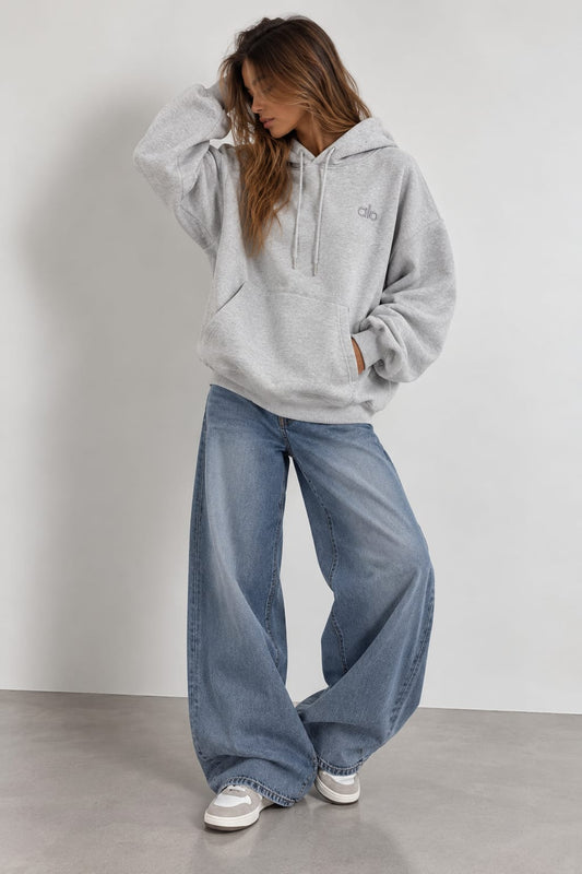 SWEAT À CAPUCHE GRIS CLAIR OVERSIZE H15052