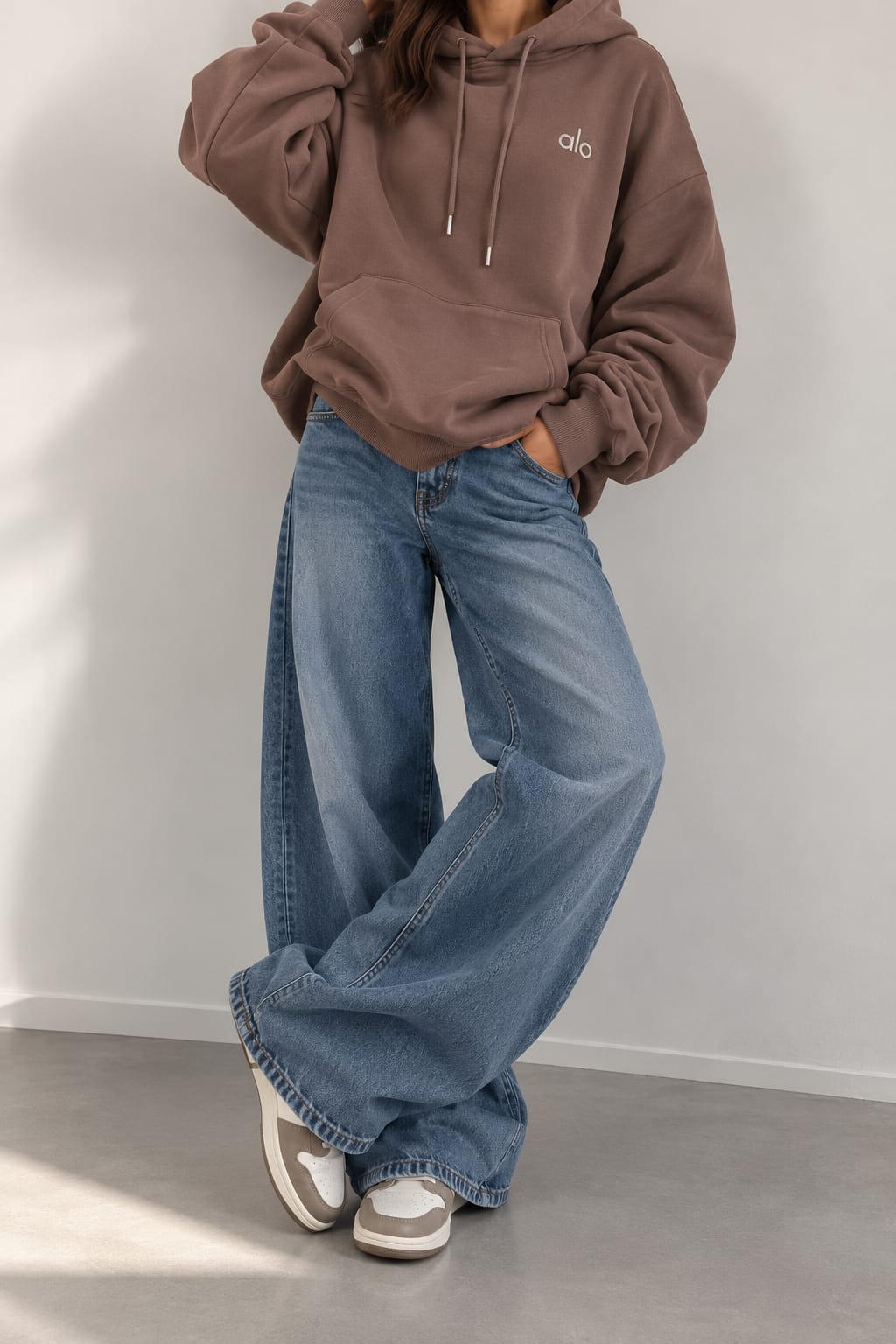 SWEAT À CAPUCHE BRUN FONCE OVERSIZE H15052