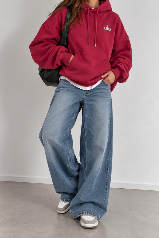 SWEAT À CAPUCHE BORDEAUX OVERSIZE H15052