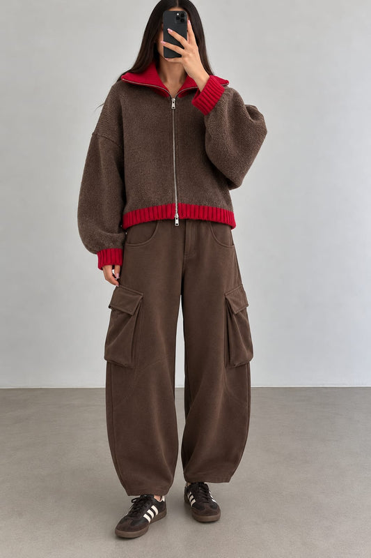 PANTALON CARGO OVERSIZE P16661 CHOCO