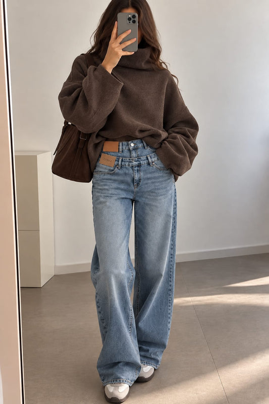 JEAN L1226 WIDE LEG BLEU TAILLE HAUTE