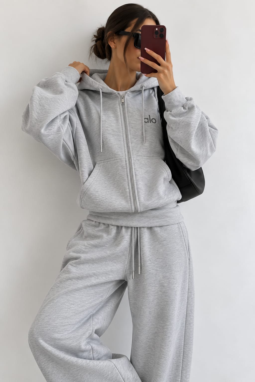 SWEAT À CAPUCHE GRIS ZIPPÉ OVERSIZE H15708