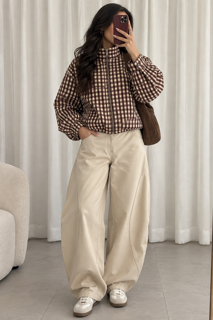VESTE CHECK CHOCO/KAKI 8771