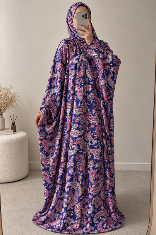 ABAYA ISDAL " SALAT" LUXE ARABESK BLEU ROI