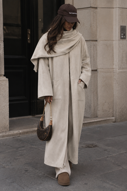 COAT SCARF SOLENYA BEIGE - DESIGN MADE IN UAE