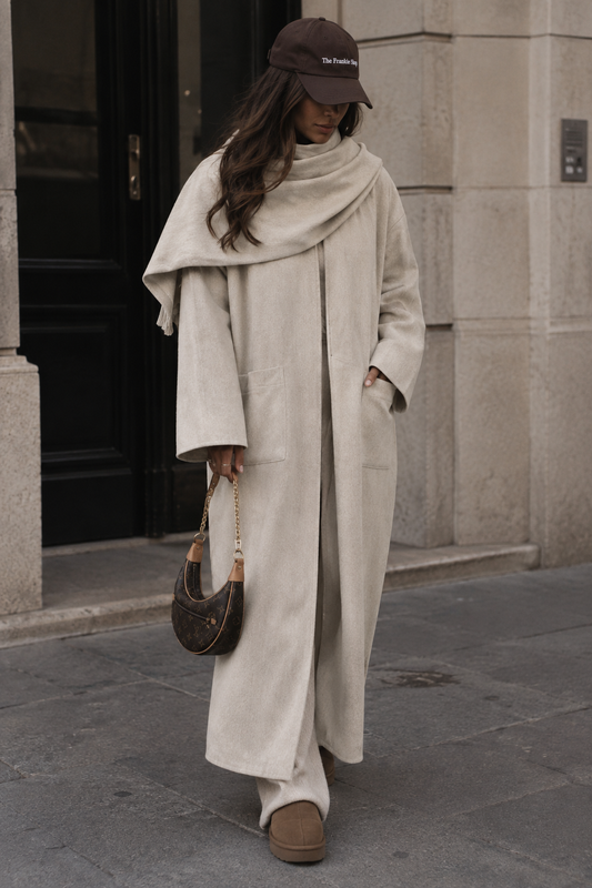 COAT SCARF SOLENYA BEIGE - DESIGN MADE IN UAE