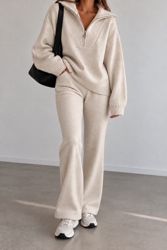 ENSEMBLE BEIGE CLAIR MAILLE ZIPPÉ 26319