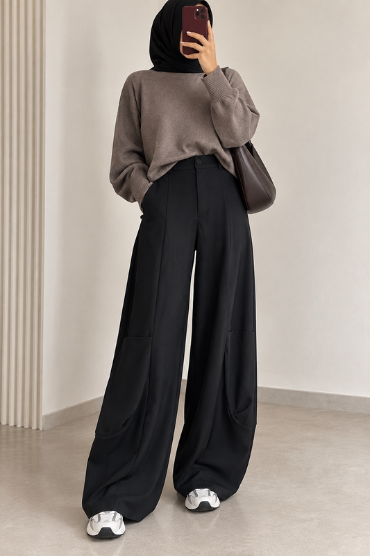 PANTALON NOIR STYLE MINIMALISTE CHIC CYPTN073