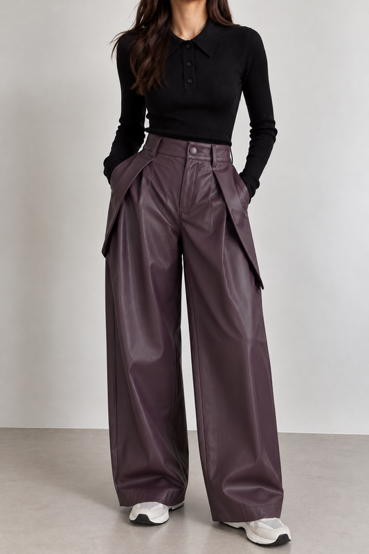 PANTALON PRUNE EN SIMILICUIR 19183