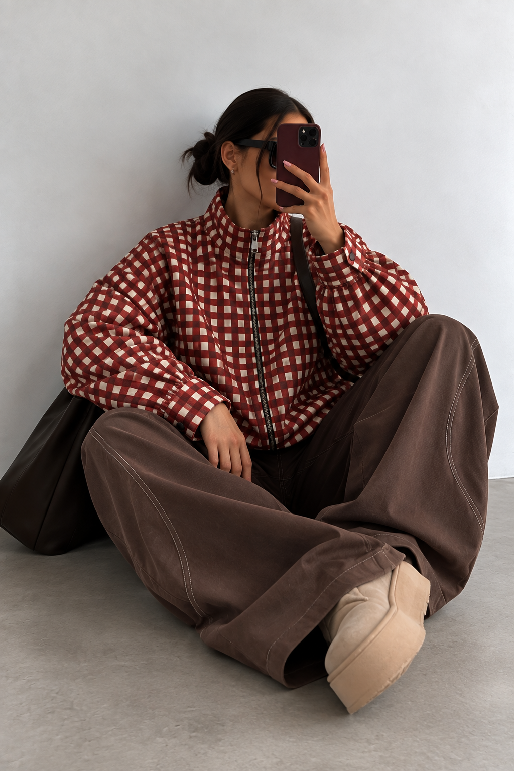 VESTE CHECK ROUGE 8771