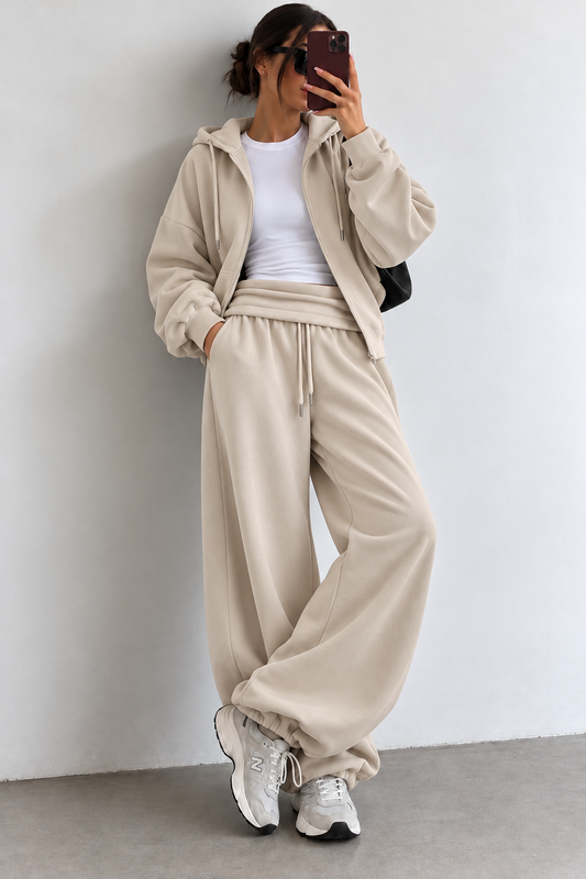 JOGGING BEIGE CASUAL À COUPE FLUIDE 10032