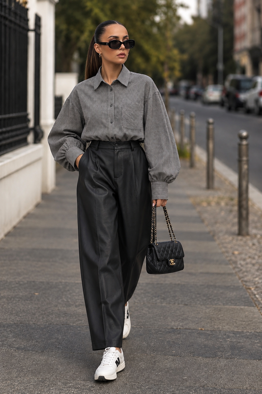 PANTALON SIMILI CUIR 1022 CASUAL NOIR