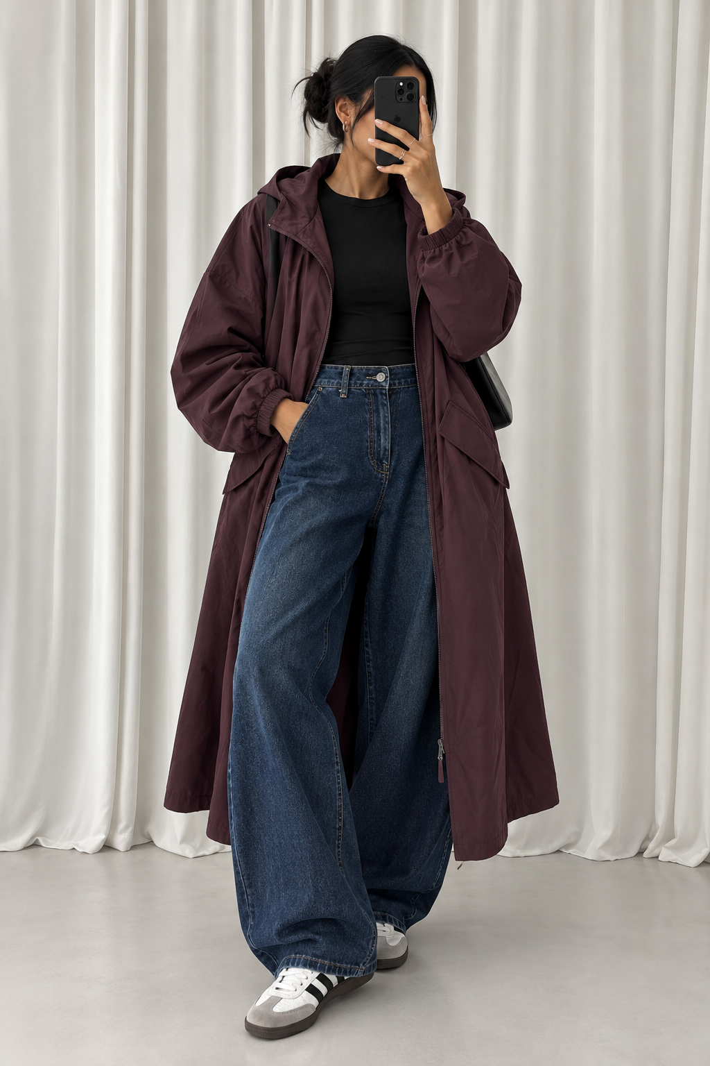 VESTE PARKA PRUNE À CAPUCHE B8441-1
